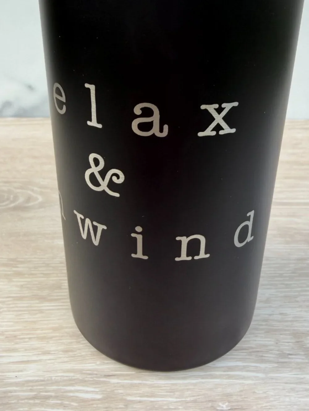 Relax & Unwind Tumbler 12 oz Black Stainless Steel Insulated Travel Coffee Mug